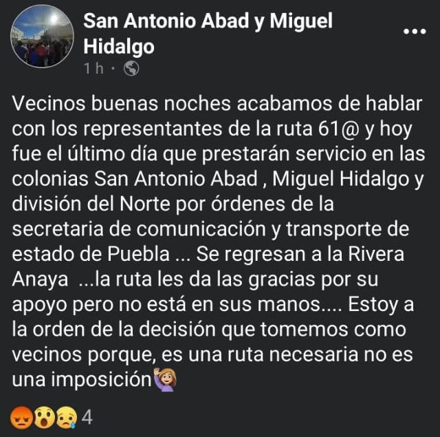 laredcincoradio's tweet photo. 🚩 || Vecinos cierran la entrada a las colonias San Antonio Abad y Miguel Hidalgo, exigen que la ruta 61-A vuelva a circular en la zona. #LaRedCincoRadio #Puebla https://t.co/9AyGwHaqpH