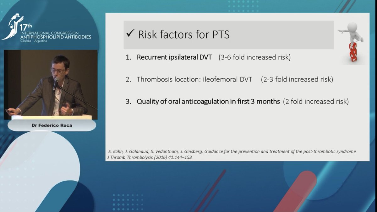 lauraandreoli80's tweet image. ⚠️ Watch out for #postthromboticsyndrome in patients with #antiphospholipidsyndrome 

Dr Roca’s overview on
🔵 risk factors
🟢 prevention 
🟠 treatment 

#ICAPA2022 🇦🇷 #APSmatters