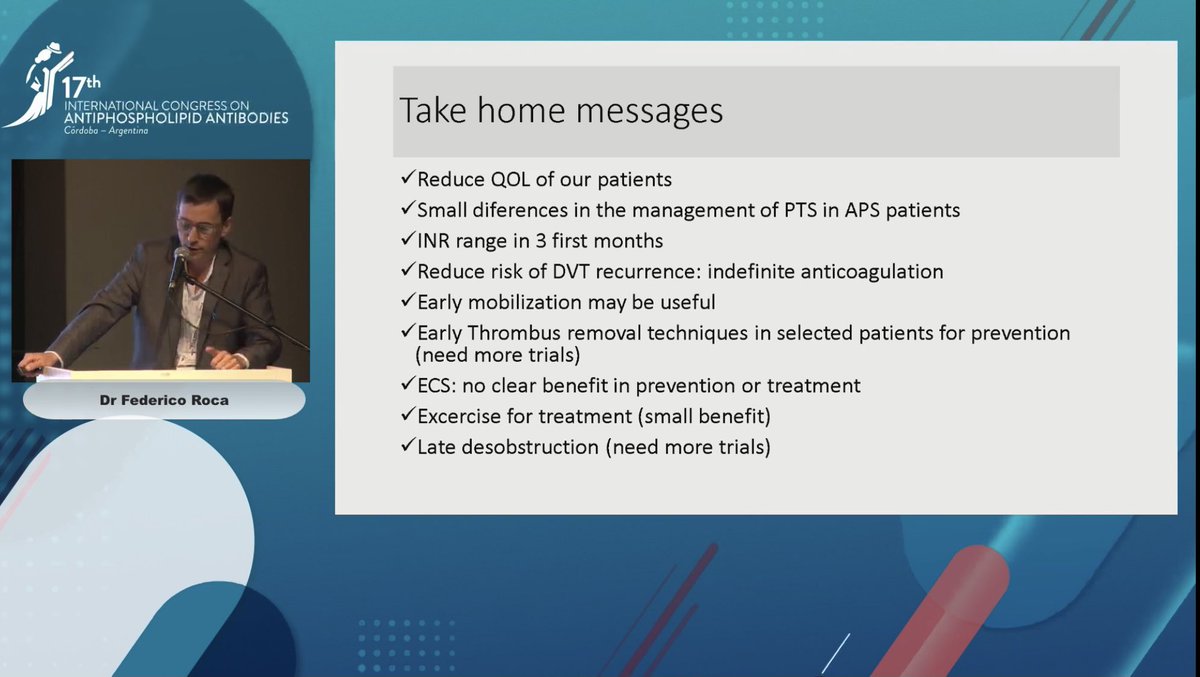 lauraandreoli80's tweet image. ⚠️ Watch out for #postthromboticsyndrome in patients with #antiphospholipidsyndrome 

Dr Roca’s overview on
🔵 risk factors
🟢 prevention 
🟠 treatment 

#ICAPA2022 🇦🇷 #APSmatters