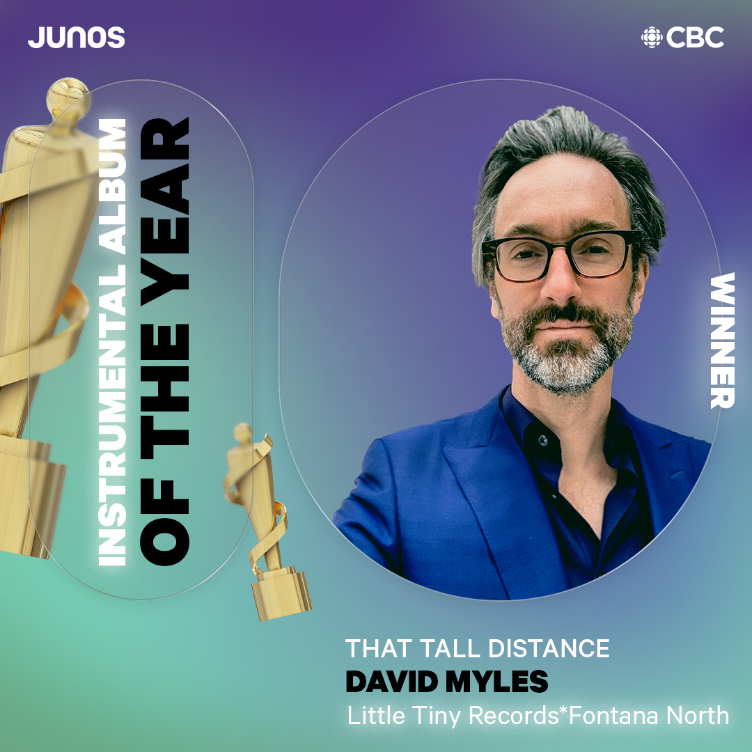 TheJUNOAwards's tweet photo. And the winner for Instrumental Album of the Year is…

‘That Tall Distance’ - @MylesDavid https://t.co/T5zsnHtIi5