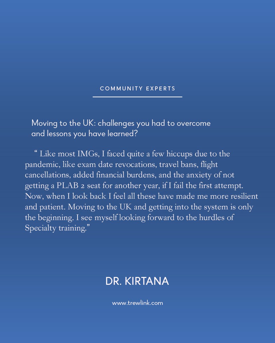 LinkTrew's tweet photo. Our Community Expert, Dr. Kirtana, shares her inspiring story of moving and working in the UK. Remember you get help from us π€ β‘ https://t.co/bWiPbTri7N
#successstories #nhscareer #UKjourney #trewlink #NHS #gmcreg #IMG #UKJobs #doctor #doctorslife #nhscareers #successtips https://t.co/OVKKNdwwVR