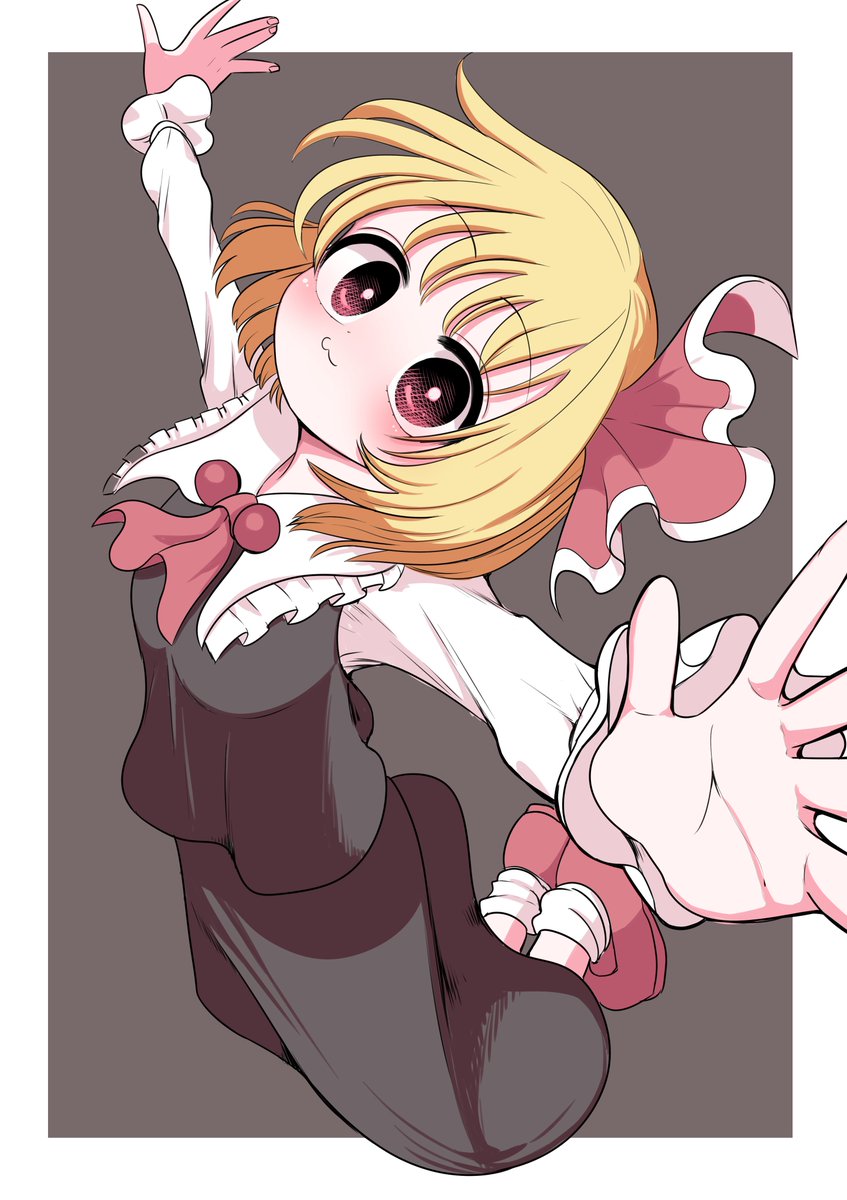 rumia 1girl blonde hair solo skirt shirt ascot outstretched arms  illustration images