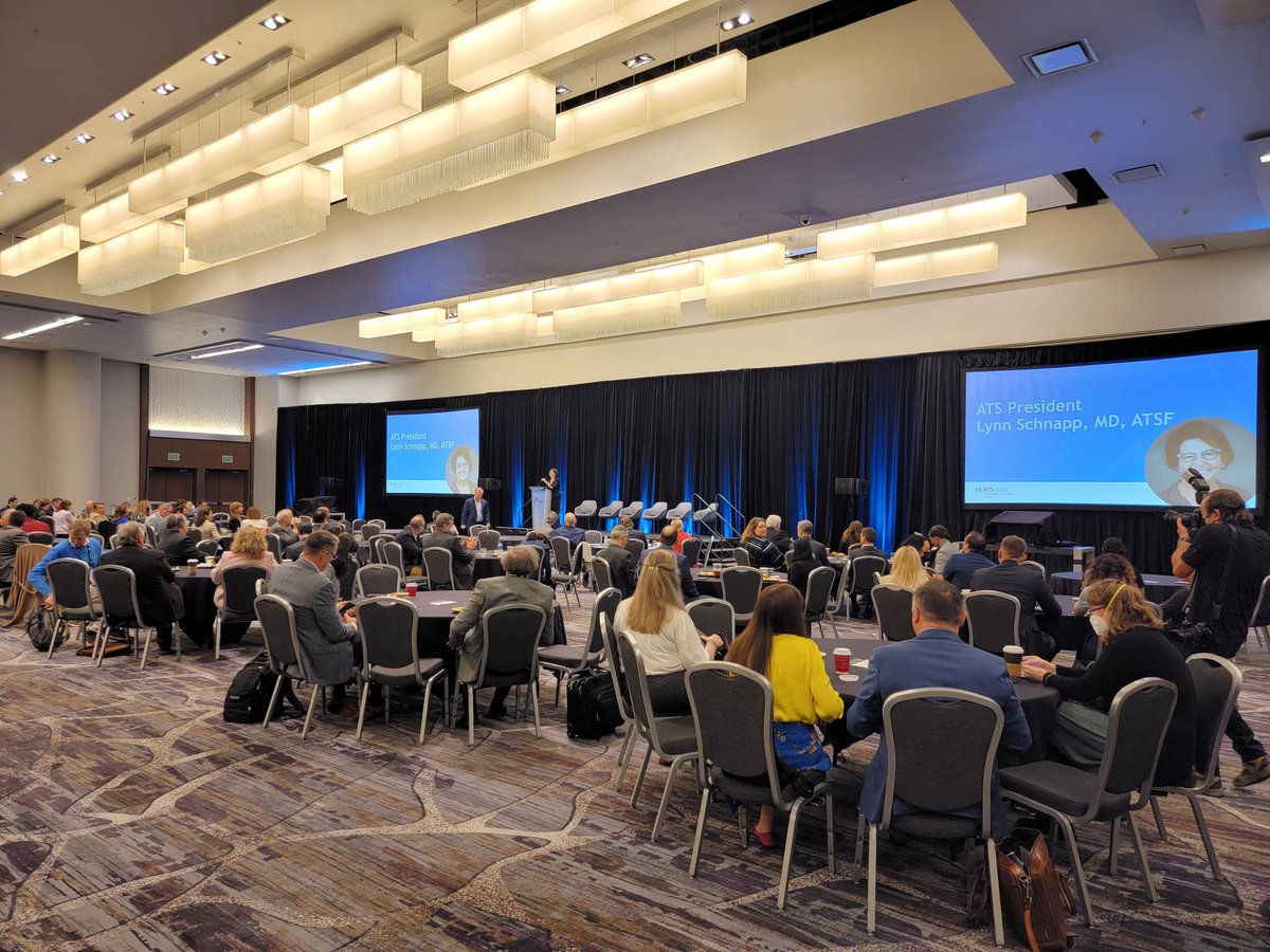 gregory1downey's tweet photo. The Respiratoy Innovation Summit begins in person with introduction by #ATSPresident Lynn Schnapp. https://t.co/vAzm4a3xtd