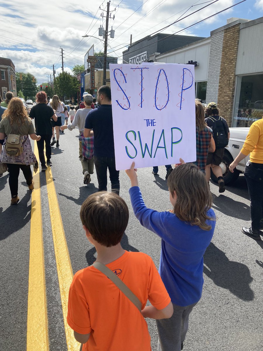 defendATLforest's tweet photo. Signs and banners at the Children’s March to Stop Cop City &amp; Defend the Atlanta Forest https://t.co/DE08Ui6pv9