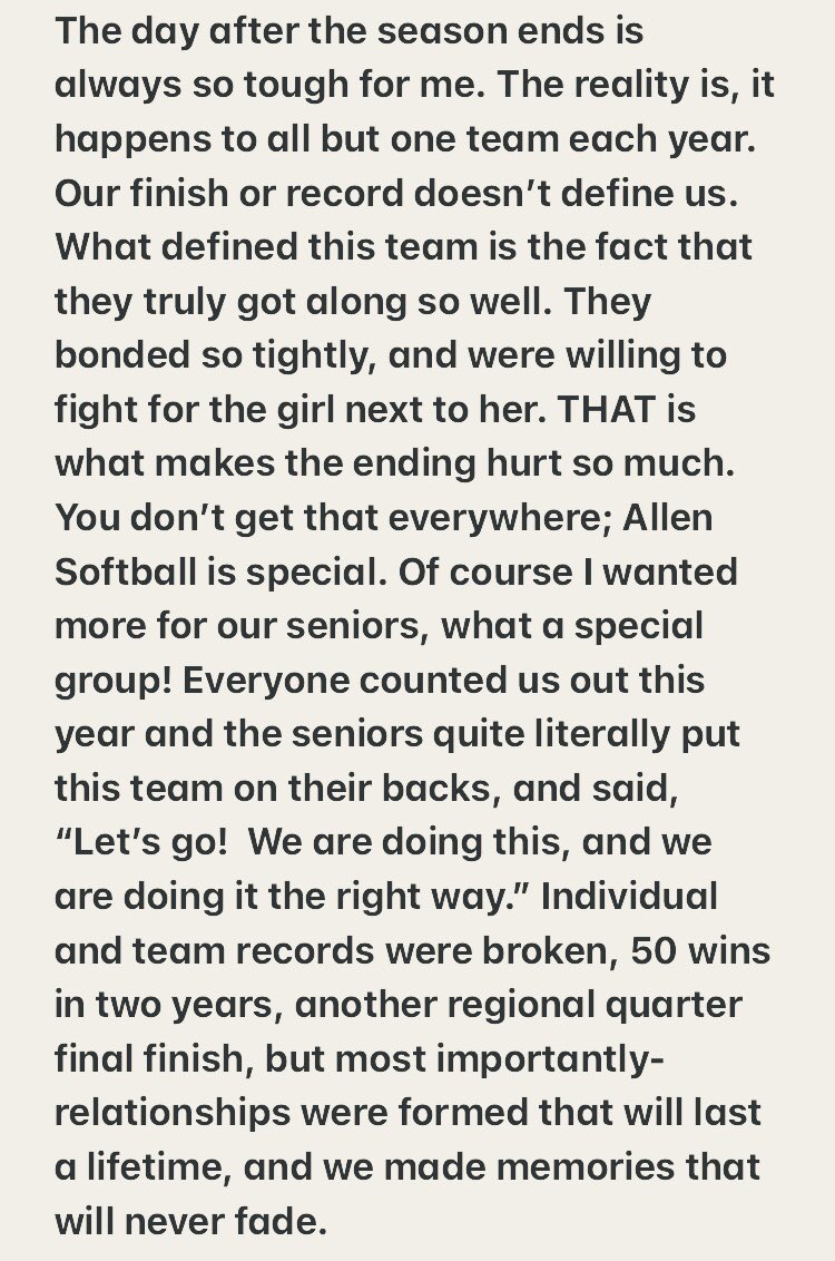softball_allen's tweet photo. I’m not always the best with words, and especially on social media - it’s a weakness, but that’s ok, my girls know I love them. They did it right this year, and I am one proud coach. 🦅🅰️🆙🦅 https://t.co/EVtHyWh7RK