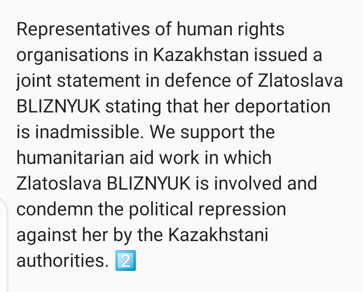 2/4
reposted on her Instagram page the post about a rally in support of Ukraine on 1 May, and when she learned that the authorities had not allowed the rally, she immediately deleted the post and wrote a rebuttal.

#ActivistsNotExtremists
#Kazakhstanprotests