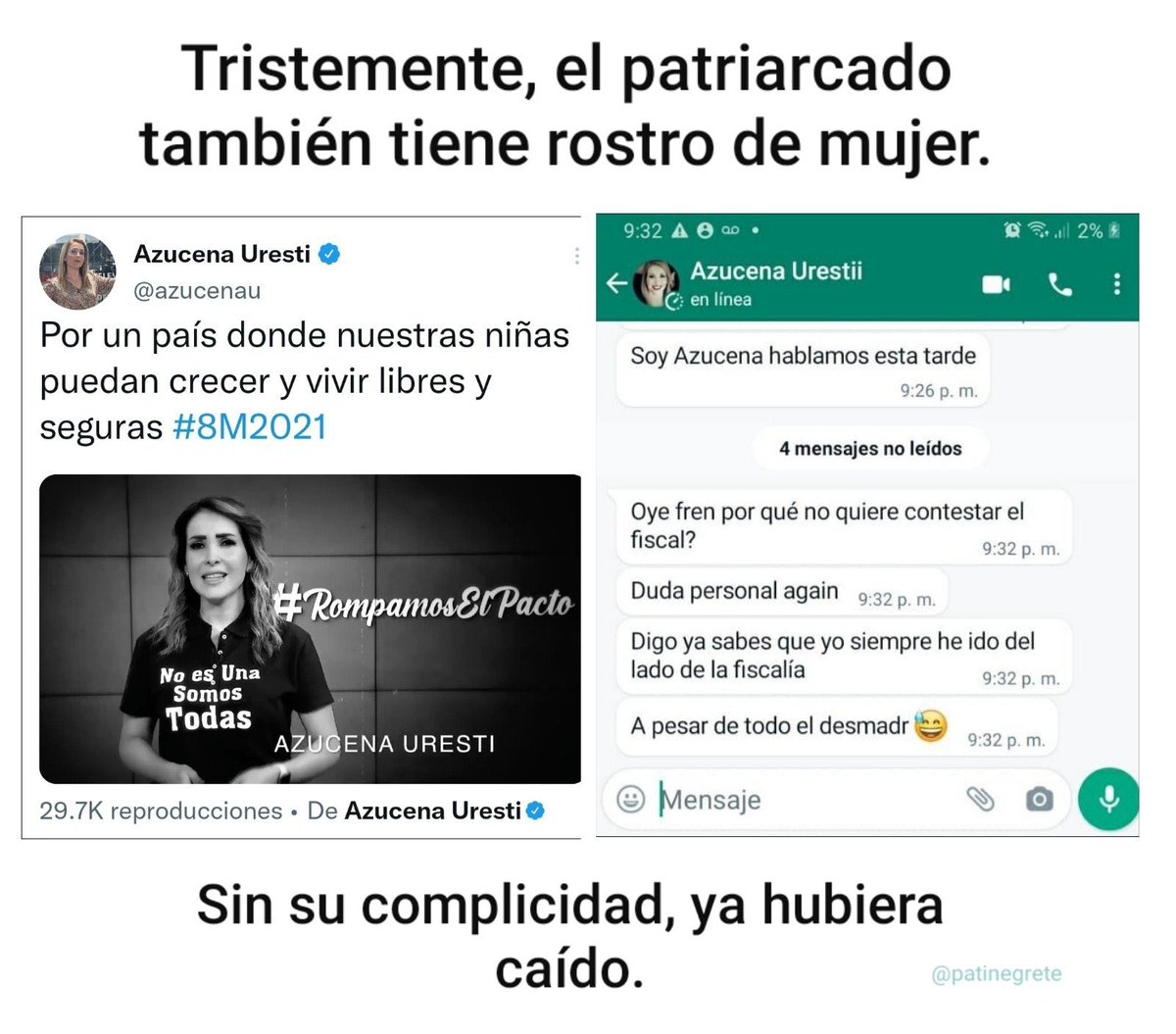 Antonio_VJ522's tweet photo. @azucenau @Radio_Formula Recordaremos tu falta de ética el próximo 8M, para cuando te quieras colgar del movimiento feminista. https://t.co/4UyzfH2rhA