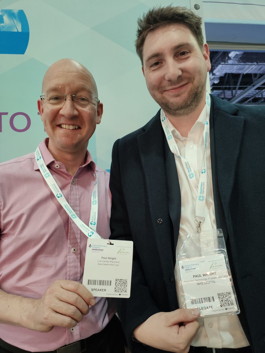 chloeebenn's tweet photo. Disambiguation of the 2 Paul Wright pharmacists
On the right @PaulWr86 NHS digital 
&amp;
 left is
@pharmBHC cardiology

No more excuses for confusion!
@BH_Pharmacy
#CPCongress https://t.co/BtgGzH649u