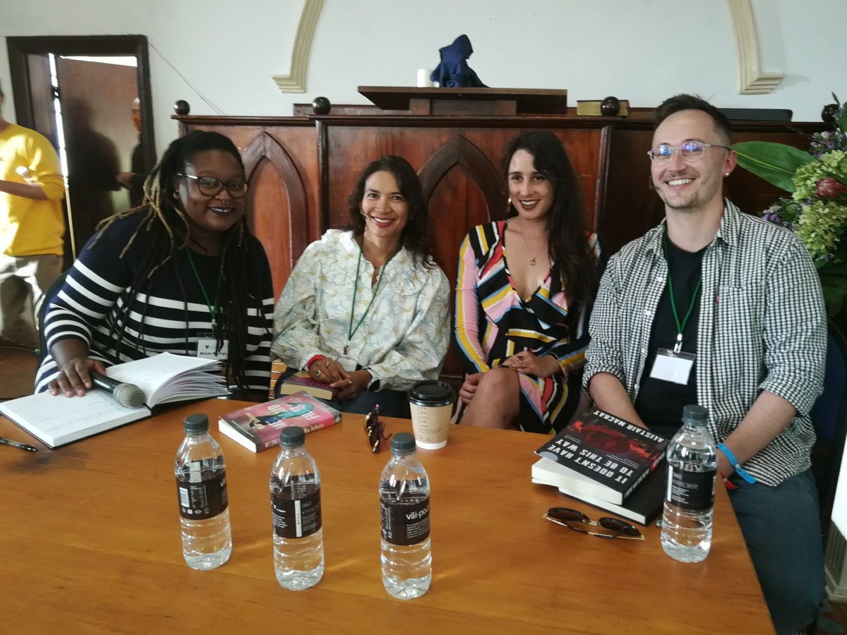 Sheer literary delight: <a href="/BlckPorcelain/">Gorjas Mohale</a> interviews <a href="/QLed/">Qarnita Loxton</a>, <a href="/mermaid_fillet/">Mia Arderne</a> &amp; @almackay at #FLF2022.