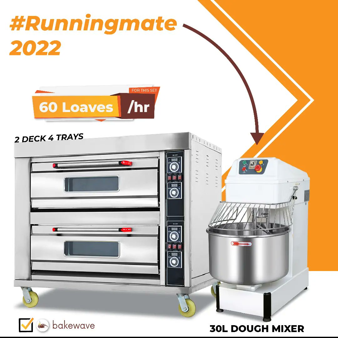BakewaveLtd's tweet photo. We bring to you our running mates for this year, the best combo for your bakery. In these packages these deck ovens pair up well with their various dough mixers to give you maximum production at affordable rates. Isn't that amazing?😃😃

#bakewaveKE #runningmate #kenyanbaker https://t.co/CGBvCK0TDf