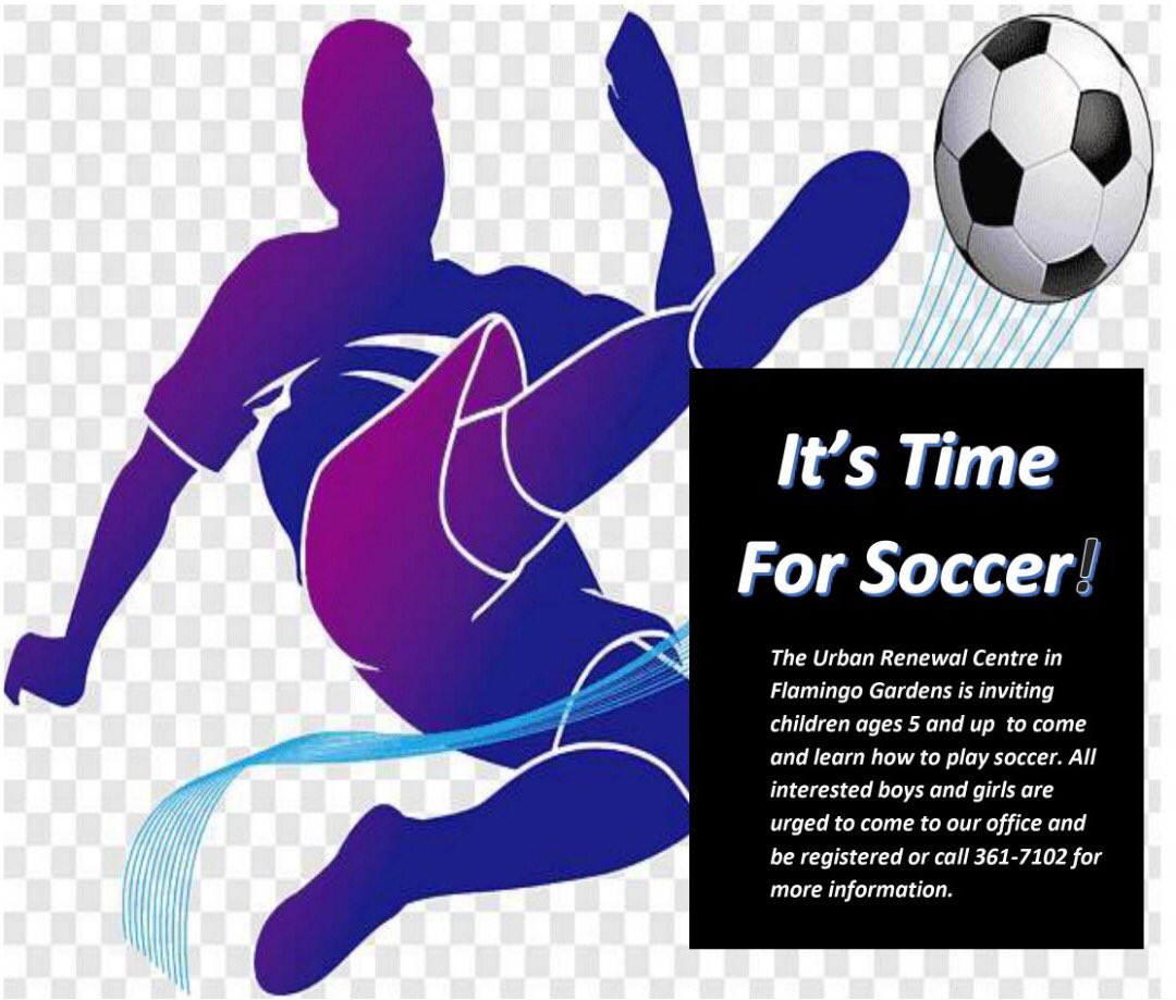 KeithBe27246508's tweet photo. Urban Renewal Flamingo Gardens Centre is inviting children boys and Girls ages 5 and up to come and learn how to play soccer . Contact 361-7102 Flamingo Gardens Urban Renewal . https://t.co/1vqBs3GM42