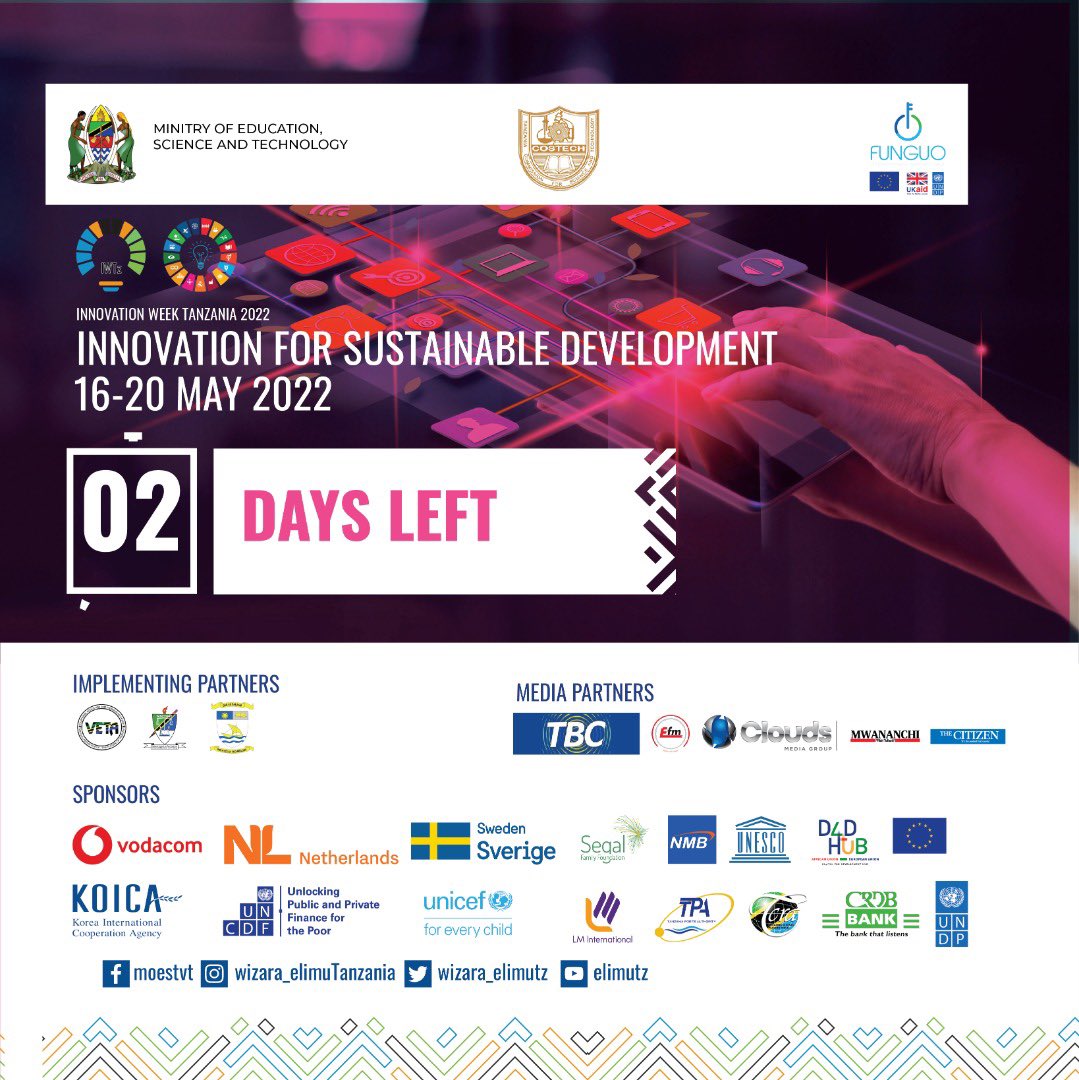 #IWTz2022 is finally here!! We are calling on all innovation stakeholders to engage in informative discussions and workshops at JKCC Hall Dodoma and exhibitions taking place at the Jamhuri Grounds. Register Now bityl.co/CCKB