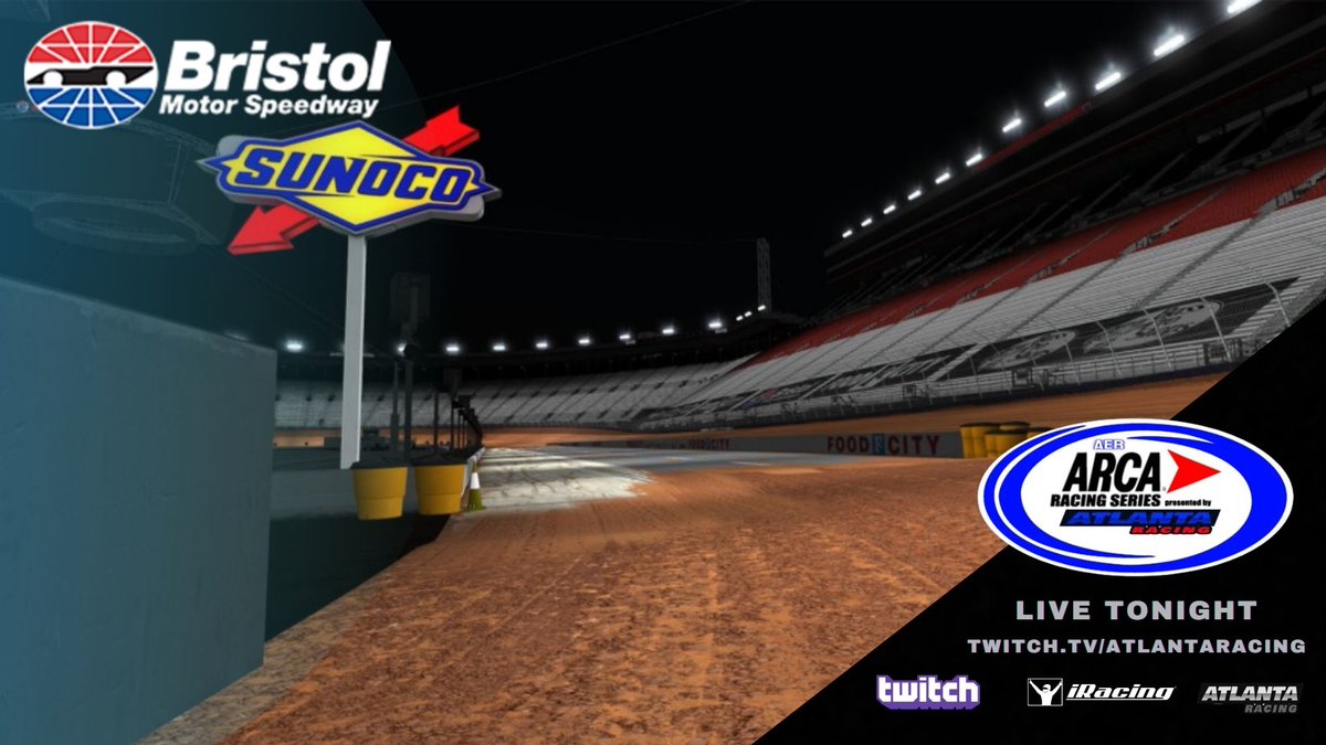 LIVE TONIGHT: We head to Bristol Motor Speedway for some Dirt racing with the @aerracing ARCA Series Presented by AtlantaRacing!! Glad to be back in the booth! Flag drops at 8PM EST, only on Twitch:
#iRacing #NASCAR #arca 
https://t.co/7DGUkaqcD7 https://t.co/qAUv6QYhCY