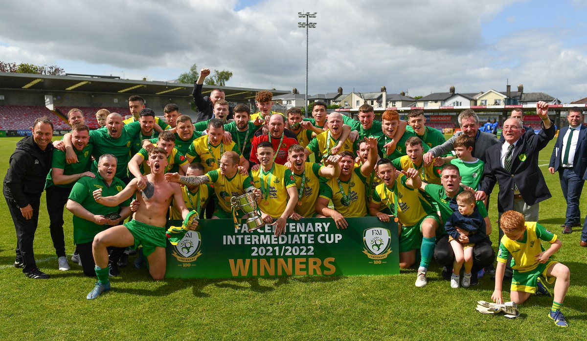 IrelandFootball's tweet photo. REPORT | @RockmountAFC 2-0 @BluebellUnited 

Rockmount secure the FAI Centenary Intermediate Cup with two second-half goals from the Murphy brothers 

Congratulations to Rockmount players, staff &amp; volunteers 🏆

➡️ https://t.co/eMkEk48JCj

#IntermediateCup https://t.co/34VRMPMczZ