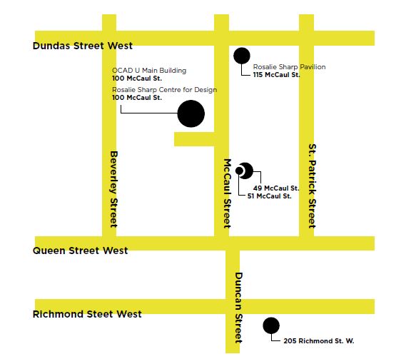 OCAD's tweet photo. Put on your walking shoes - #GradEx107 is in five buildings across #OCADU’s campus. We’re open 10 a.m. to 5 p.m. today and tomorrow. Plan your visit at https://t.co/HJSvqWNEvU https://t.co/yiuCMbQqIb
