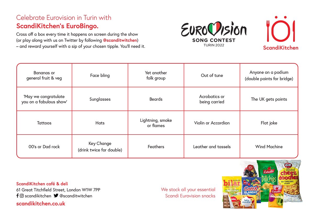 tweetofthunder's tweet photo. If YOU want to win @eurovision tonight you should play the brilliant #EUROVISION bingo from my friends @Scanditwitchen Follow link for printable version: https://t.co/nspYAQ9QoT https://t.co/ezylIL2G78