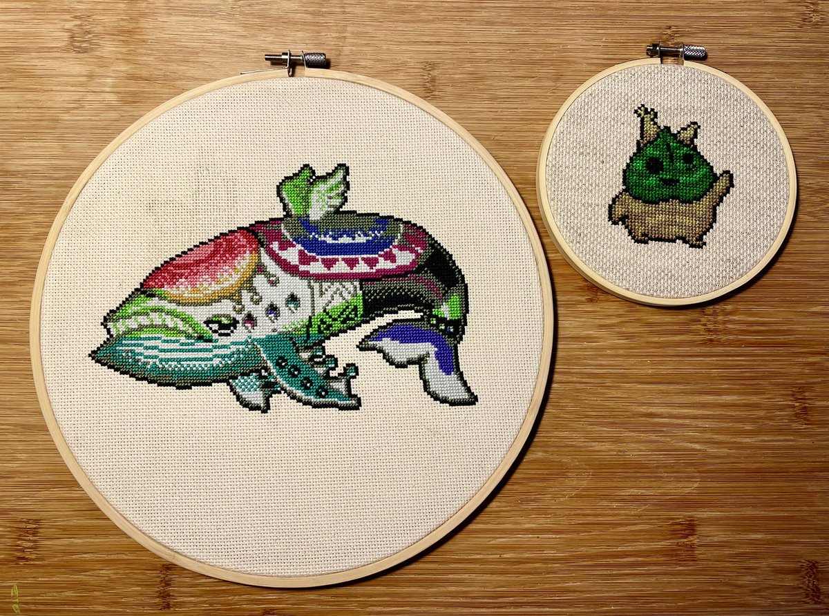 Brittany_Saturn's tweet photo. 2 Zelda #CrossStitches finished! I finally got use out of the 10 inch hoop I accidentally bought. 

I have a commission I have to work on next, but then it’s back to Pokémon. https://t.co/oe4RMaqG9O