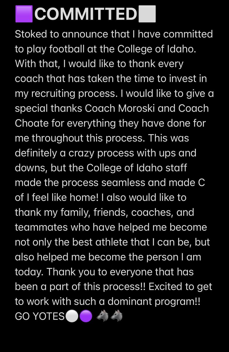 BotchWilliam's tweet photo. Committed
 @YotesFootball @jChoateYotes @RAREAcademyID @T_Rausa @PNWSports_ @boisesportstalk https://t.co/Nfovpkk9Qq