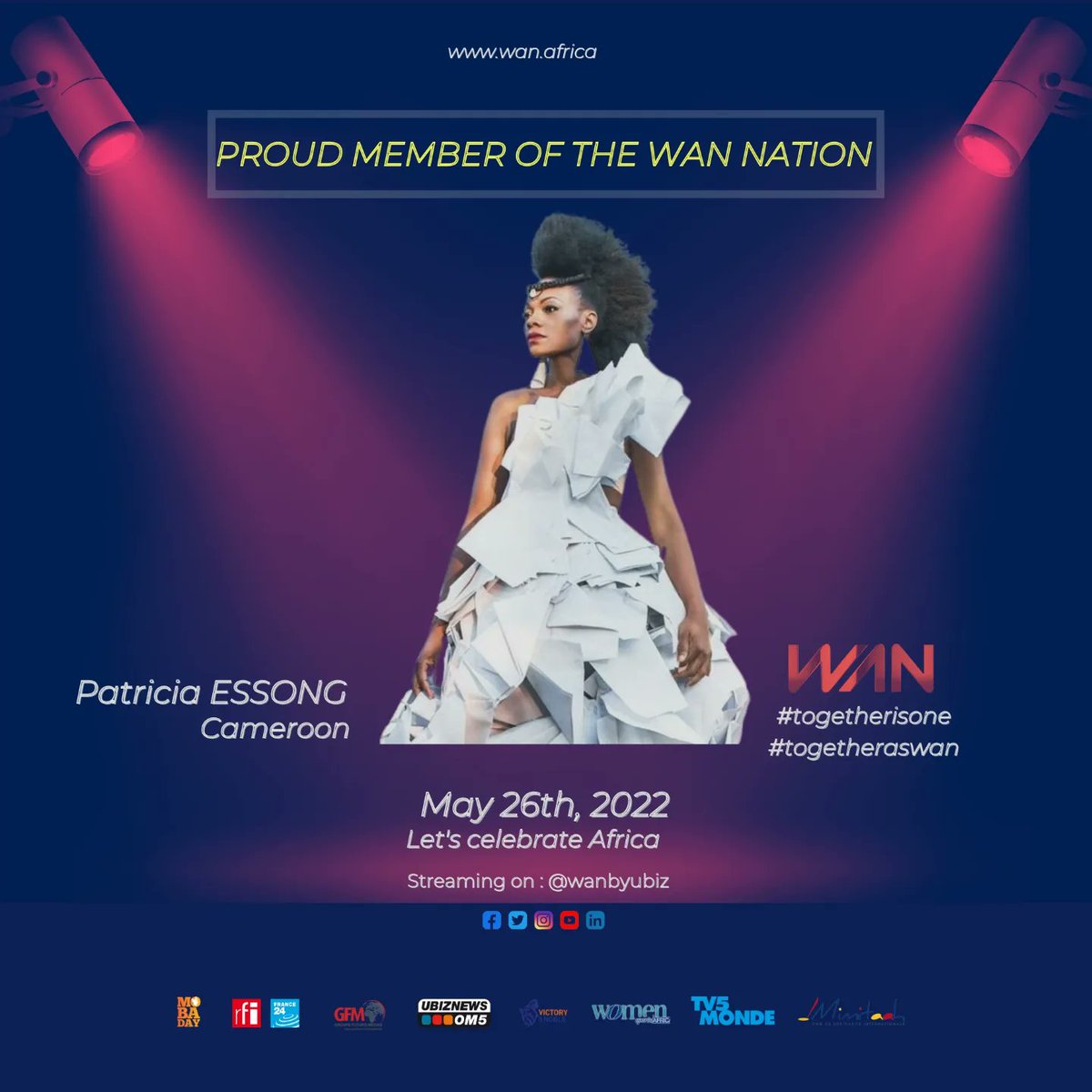 WANbyUbiz's tweet photo. Let's join Shado Chris, Patricia Essong, Rodzeng and Coumbis Sorra for the WAN SHOW 2022 on May, 26th. 
Be there ✌🏾✌️

#iamwan #togetherisone #togetheraswan #africa https://t.co/qLCiChohlZ