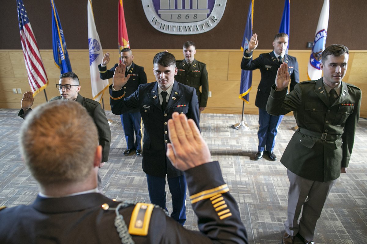 UWWhitewater's tweet photo. Congratulations to the newly commissioned officers of the ROTC program, who were celebrated at a special ceremony in the University Center before UW-Whitewater commencement, on Saturday, May 14.

#UWWhitewater #ROTC #UWWGrad (UW-Whitewater photo/Craig Schreiner) https://t.co/ScNYeiP4Y5