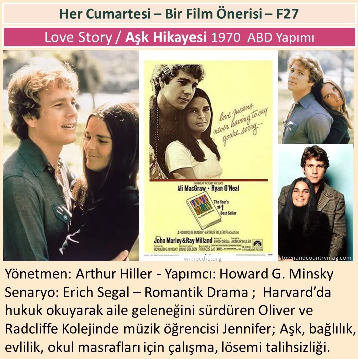 GlrBurhan's tweet photo. #Film_Önerisi
#Love_Story #Aşk_Hikayesi
Ali #MacGraw ; Ryan #O_Neal
John #Marley ; Ray #Milland
6 dalda Oscar adaylığı, En İyi Orijinal Müzik Oscar'ı.
"Aşk asla pişmanlık duymamaktır" sloganı ile gişe rekorları kıran bir sinema klasiği. 45 yıl sonra gerçek hayatta mutlu son ! https://t.co/f9veVcT24B