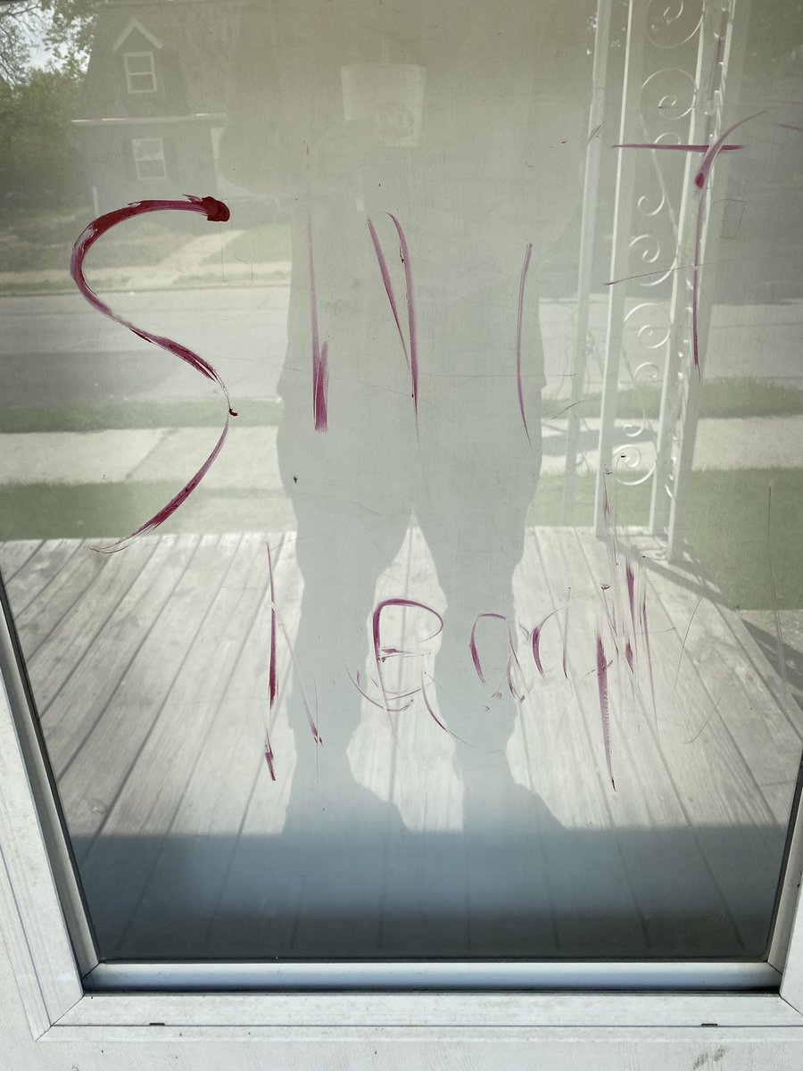 TWehDaClutchMan's tweet photo. If you’re going to write on my door please make it legible..I really care about your opinion..any takers on what it might say? 😂 https://t.co/XqsKZ7Dfg8
