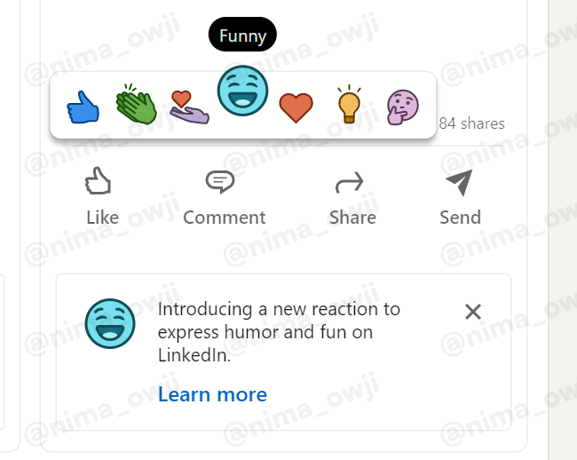“Introducing a new reaction to express humor and fun on LinkedIn.”
