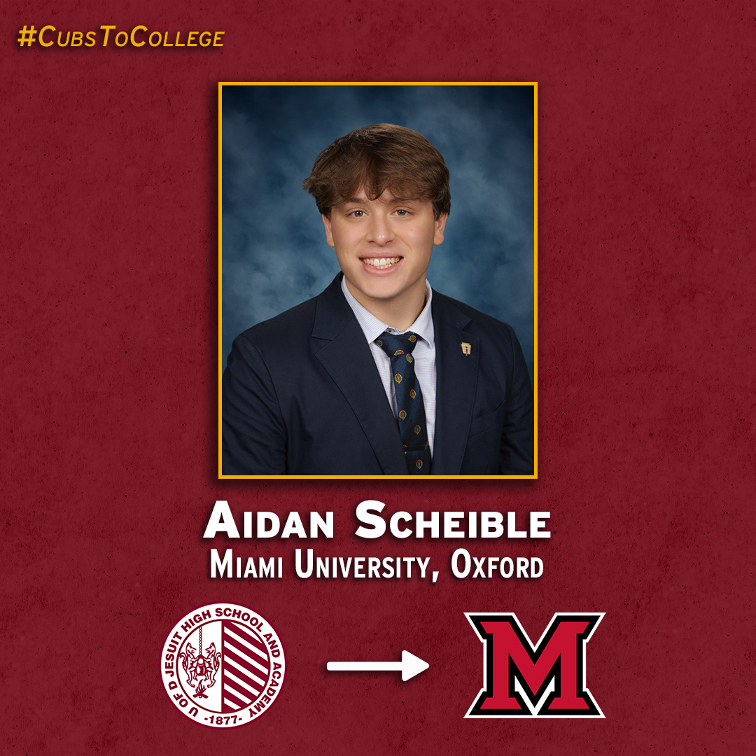 Congratulations to U of D Jesuit senior Aidan Scheible '22, who will be attending Miami University, Oxford in the fall. #CubsToCollege #JesuitExperience