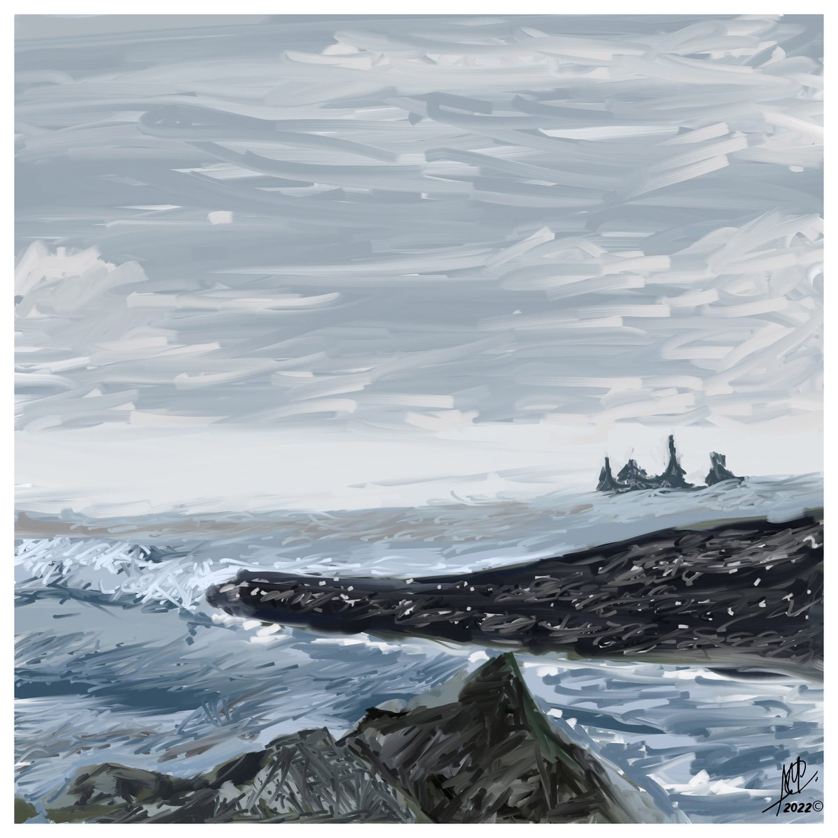 AMDesignWorks's tweet photo. ‘Iceland has such amazing landscapes. It’s also why Iceland is considered an art of Scandinavia in only a cultural sense.’ – Andrew Evans #iceland #islandia #sketch #MaySketchaDay #beach #fjord #glaciars #digitalpainting #digitalartist #artwork #sketchbookpro #illustration https://t.co/KW2sp5Ybyd
