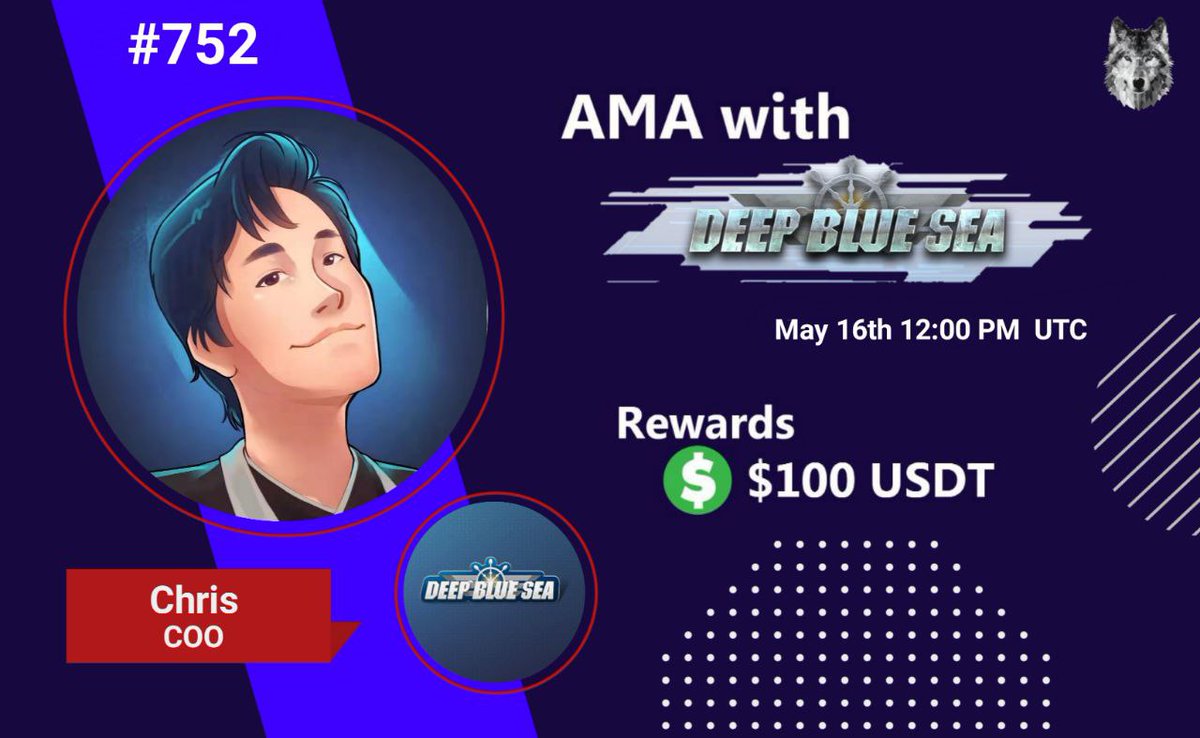 CryptoTitans1's tweet photo. 🖤AMA Series with Deep Blue sea Game

🎁: $100 USDT
📆Date: May. 16th 12:00 PM UTC , 2022
🏨Venue: https://t.co/p9cKLy8V2y

Rules :
- https://t.co/u5dRtUyH08

 Follow 
@CryptoTitans1 
  &amp;
@DeepBlueSeaMeta

2. Like Retweet &amp; Comment Your Questions (3 Questions Max) Tag 3 friends. https://t.co/gXp24imDeC
