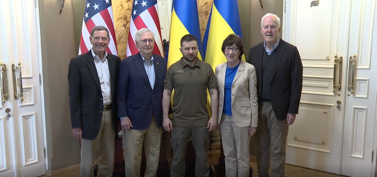 Zelenskyy meeting with a bunch of people who thought extorting him wasn't worth impeaching a President over.