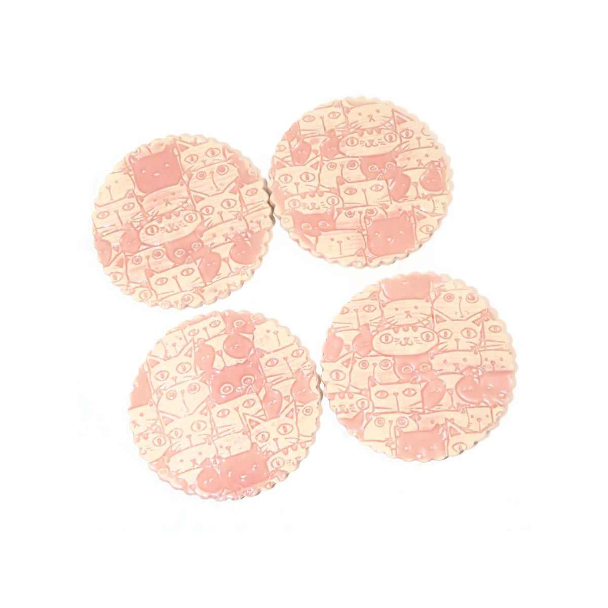 JKCJewelry's tweet photo. Pink Cat Coaster, Feline Ceramic Coaster, Handmade Drink Holder, Kitty Gift, Non Slip Pottery Coaster, Cat Lover, Gift Idea, Set of 4 https://t.co/KCESUgGio2 #art #handmade #pottery #ceramics #CeramicCoaster https://t.co/fM6G60p7f5