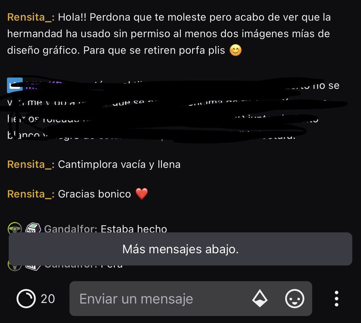 rensita_'s tweet photo. Pido amablemente que las retiren en el stream del DEV; la respuesta del otro es para alucinar. Bajo ningún concepto he dicho en ningún momento que ceda esas imágenes al proyecto. Son de MI propiedad intelectual. @LaHermandadRP no tiene permiso para usarlas. Difusión please! #robo https://t.co/3wu2iV4fcc