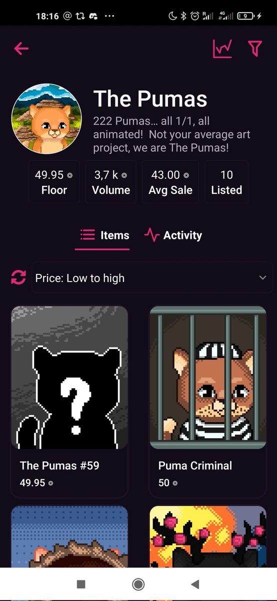 10 <a href="/ThePumasNFT/">The Pumas</a> listed... maybe your last chance before 1000 Sol FP 👀