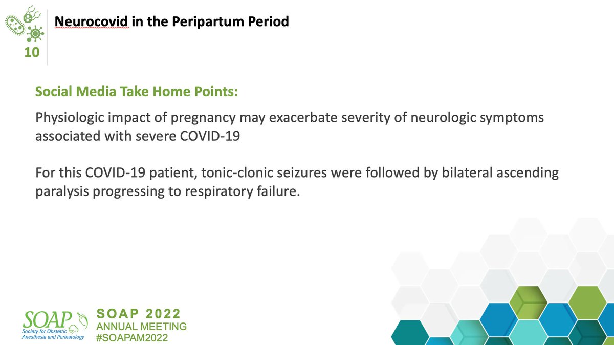 emilysharpe's tweet photo. Last but definitely not least... Case #10 in the @soaphq Best Case Reports Session
For this COVID-19 patient, tonic-clonic seizures were followed by bilateral ascending paralysis progressing to respiratory failure.
#SOAPAM2022 #OBAnes #NeuroCOVID #COVIDOB #COVID19 https://t.co/S06wWKIdRv