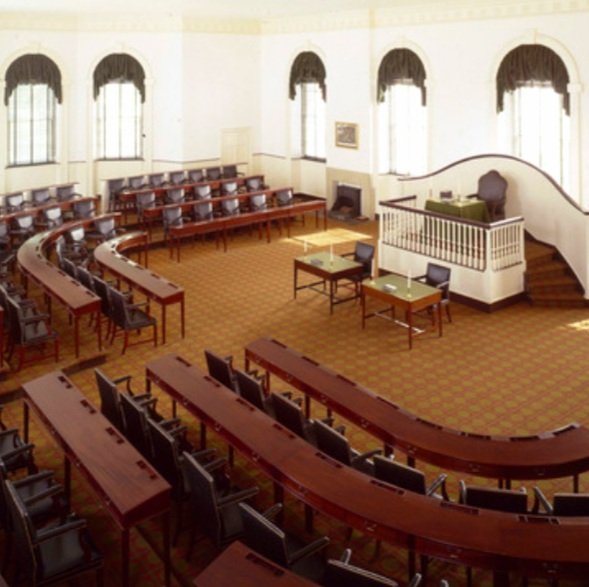 Cadets sit &amp; step back into history 
where Founding Fathers sat.From 1790 to 1800,Philadelphia was U.S. capital &amp; Congress met in Congress Hall.The House of Representatives met on 1st floor,Senate convened upstairs. Presidents Washington (2nd term) &amp; Adams both inaugurated here.