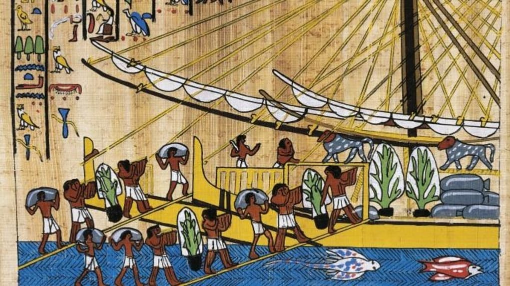 AfricanHistory7's tweet photo. Egyptian historical records from around 2500 BCE mention travels to the Kingdom of Punt. Those records describe Punt as a "Land of the Gods; rich in ebony, gold, myrrh and exotic animals such as  leopards" . https://t.co/WtOwrnEeIL