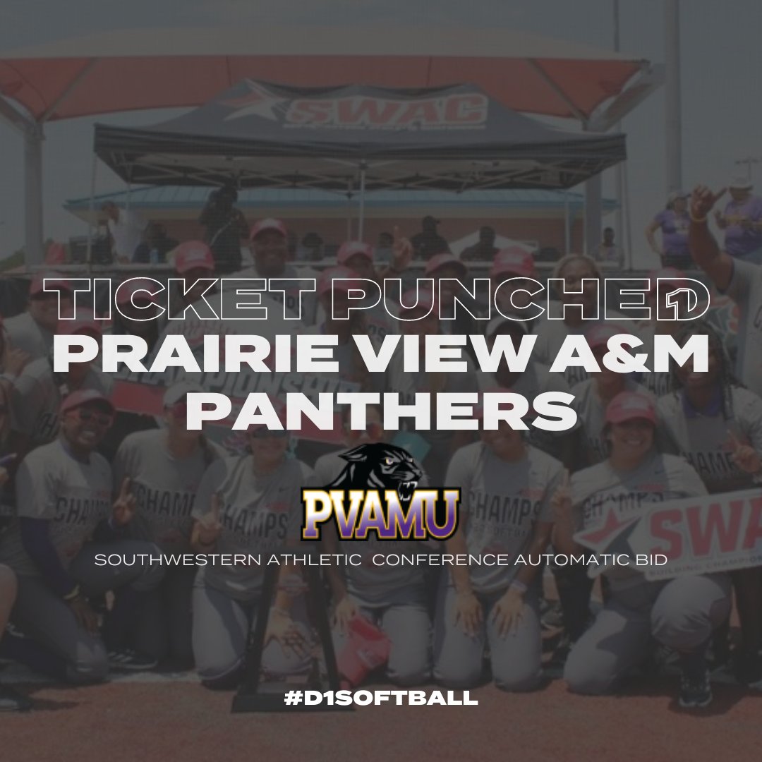 TICKET PUNCHED 🎟

<a href="/pvamusoftball/">PVAMU Softball</a> wins the <a href="/theswac/">Southwestern Athletic Conference</a> tournament and earns an automatic bid to the <a href="/NCAASoftball/">NCAA Softball</a> tournament. 

Automatic bid tracker ➡️ bit.ly/3yEGktG