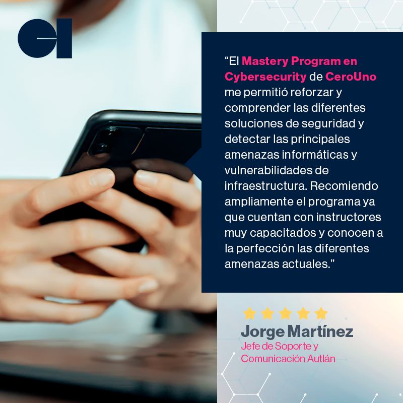 cerounoio's tweet photo. Inscríbete a nuestro Mastery Program en Cybersecurity y tú como Jorge expande tus conocimientos y mejora tus habilidades, con apoyo de mentores expertos en la materia. 💪😉

¡Aún estás a tiempo, inscríbete HOY! 👇
✉️ kevin@cerouno.io 
📞 81 2824 8888
🌐 https://t.co/FqGM5cNANn https://t.co/8IiKhRIJQD