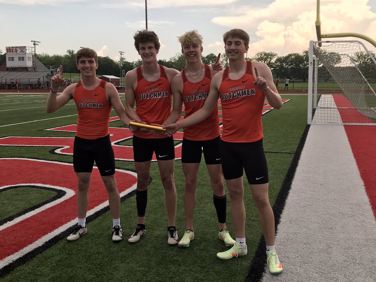 DISTRICT CHAMPS! The Dutchmen 4x400m relay team advances to sectionals.