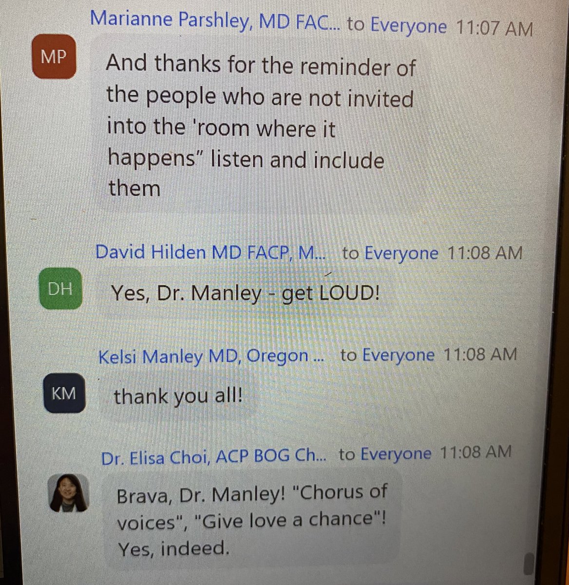 Idfac's tweet photo. Thank you Dr. Kelsi Manley for sharing your powerful stories. The chat reverberated with affirmation of your inspiring messages. #lead4equity @ACPinternists @OregonACP @JenS94102891 https://t.co/8rA5aEcLV2