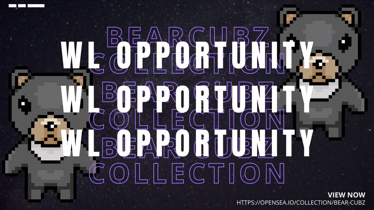 BearCubzNFT's tweet photo. Get a WL spot to Bear Cubz! Follow the steps:
1. Visit the @opensea collection & share (to twitter) the Bear Cubz you think is the cutest! Make sure to @bearcubzNFT
https://t.co/iyndehwa6V
2. Like the post
3. Tag 3 friend in the comments
#NFT #WL #whitlelist #WLOpportuity #ETH https://t.co/WslTRXN53T