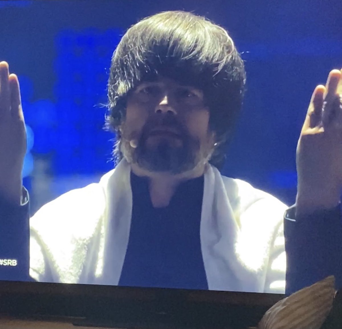 Out0fFocus's tweet photo. The Hand of the King finding his true calling on the Eurovision stage #serbia #Eurovision2022 #gameofthrones https://t.co/hQcgsqJZtU