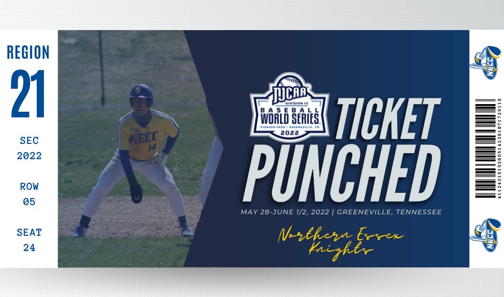 NJCAABaseball's tweet image. Next stop: Greeneville 🎟️👊

Northern Essex wins the Northeast District and punches its ticket to the 2022 #NJCAABaseball DIII World Series for the first time since 2018.

njcaa.org/sports/bsb/202…