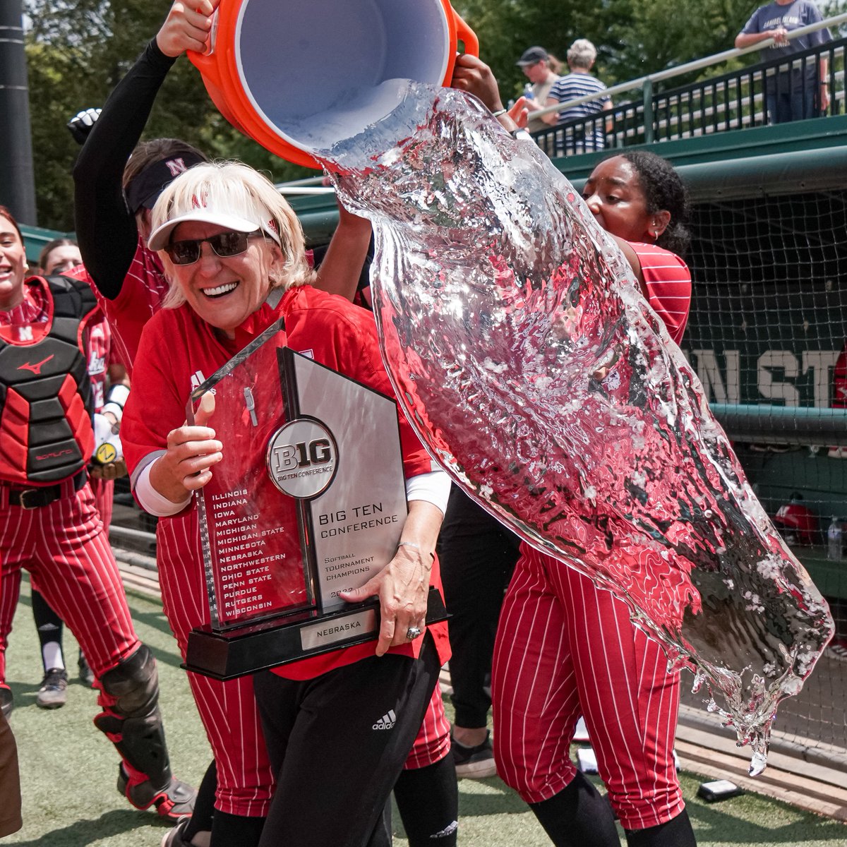HuskerSoftball's tweet photo. caption this. ☝️😆👑 https://t.co/FQutnpFmda
