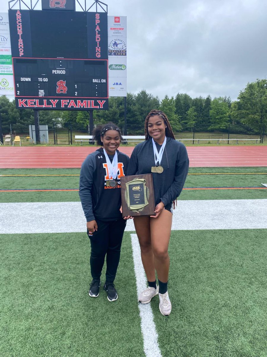 Mrs_TDY's tweet photo. @YasY2023 with 2nd place in discus and 3rd place in shot. @DelaneyY2022 with 1st place in shot. We want all the @IAAMconnected A conference hardware...first basketball, now track! https://t.co/DBGzOmHKYh