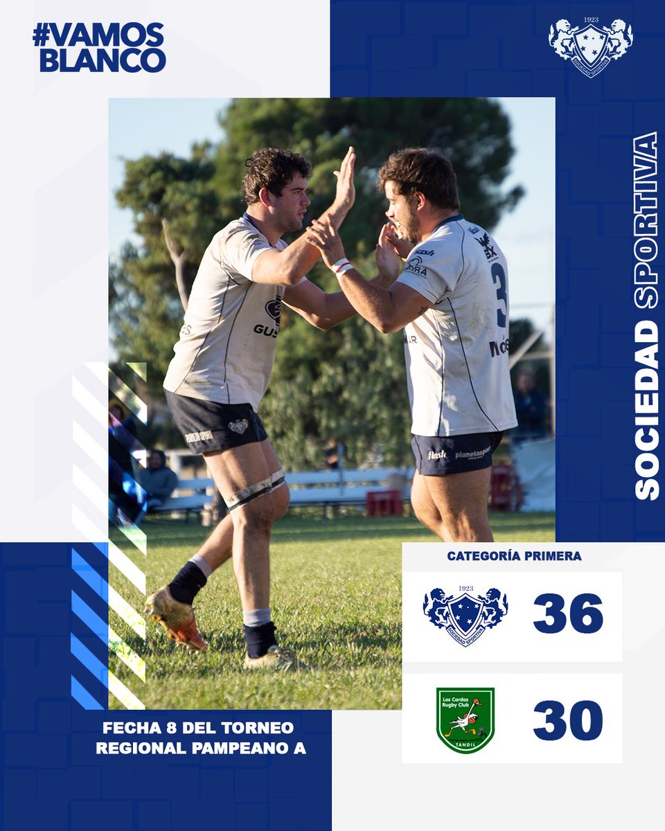 ¡Enorme triunfo del blanco! 🤍

En Primera, Sociedad Sportiva remontó un 10-24 adverso y jugando con el corazón 🤍 logró una grandísima victoria de local ante Los Cardos Rugby por la Fecha 8 del Torneo Regional Pampeano A.