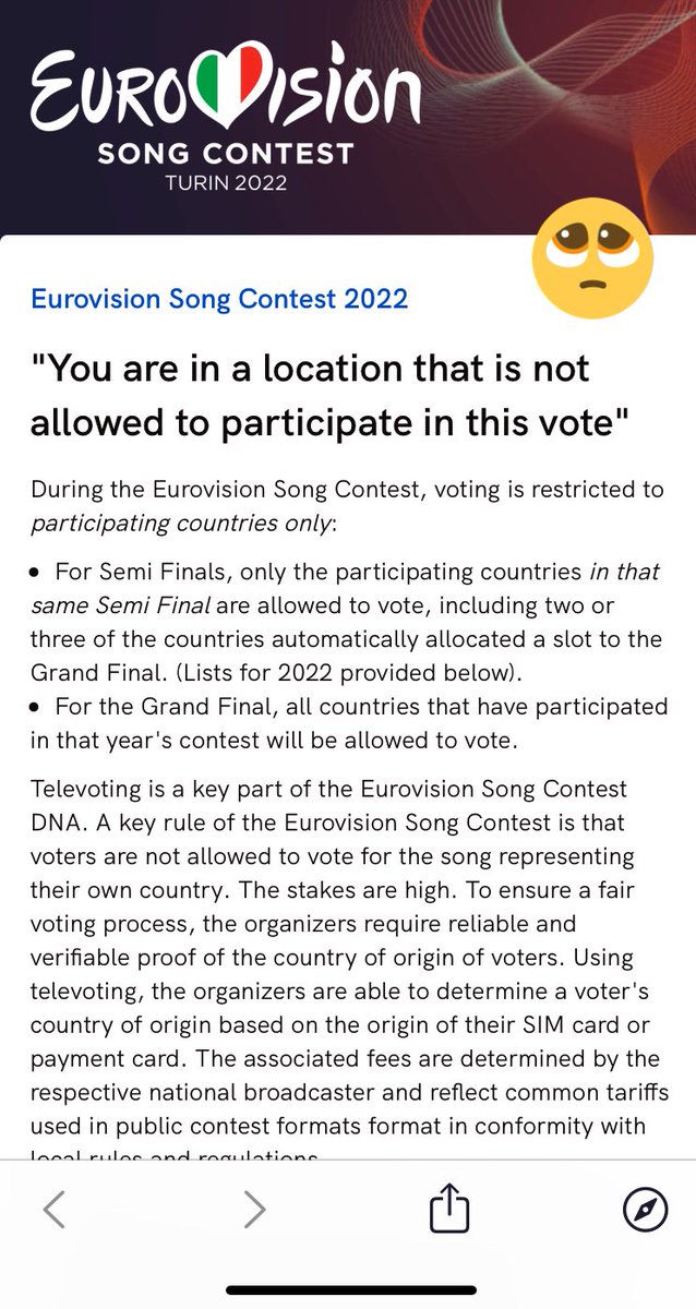 Wouldn’t it be nice to be able to vote in the Americas at least ONE time via app? Come on! Let’s be inclusive #Eurovision  this is getting more and more viewers on this side of the pond. #Eurovision2022  ❤️ loved England 🇬🇧 and Moldova 🇲🇩