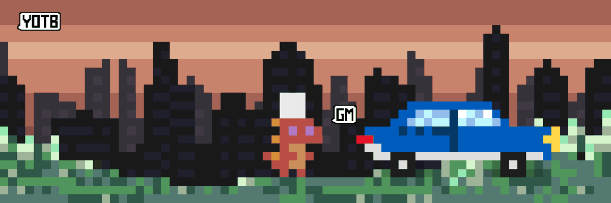 RealMahaloMike's tweet photo. Please say hello to chef Rawrdon Ramsey. After thoughtful consideration, I'll be adding 
@tinydinosnft to my collection. As a perfect compliment, chef will live on this banner built on @PunkScape, loading up the trusty sedan with baked goods. #rawr #punkscape #tinydinos #banners https://t.co/kCmUZeWTCs