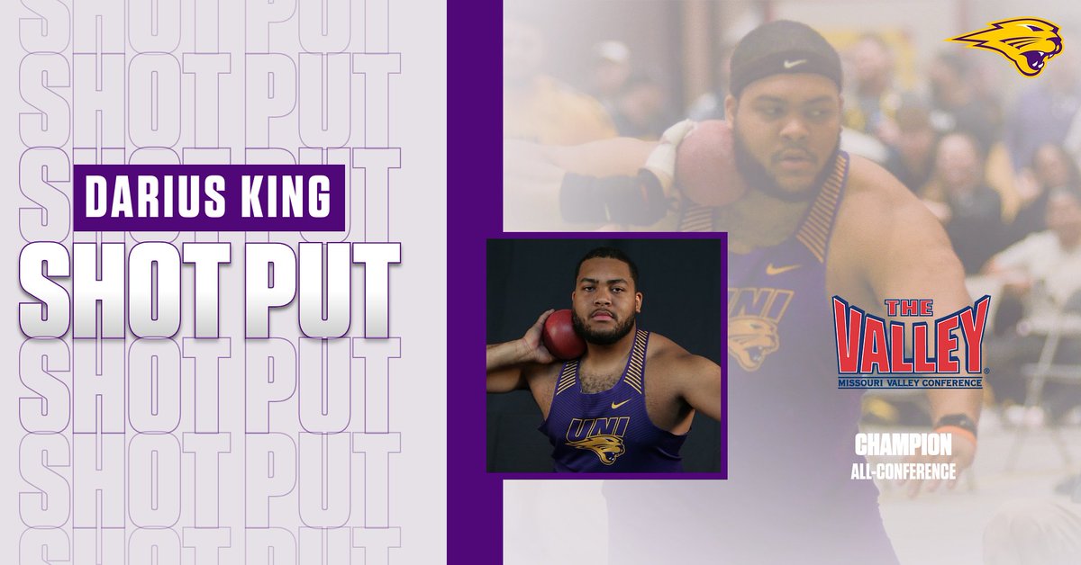 UNI T&F/XC (@unitrackfieldxc) on Twitter photo In dramatic fashion, UNI's <a href="/dariusking15/">Darius King</a> repeats as the #MVCTF shot put champ! Illinois State's Logan Calvin had the edge after a huge toss on his final throw, but King responds, tying his mark of 20.24 meters! Tiebreaker goes to King! π In dramatic fashion, UNI's <a href="/dariusking15/">Darius King</a> repeats as the #MVCTF shot put champ! Illinois State's Logan Calvin had the edge after a huge toss on his final throw, but King responds, tying his mark of 20.24 meters! Tiebreaker goes to King! π